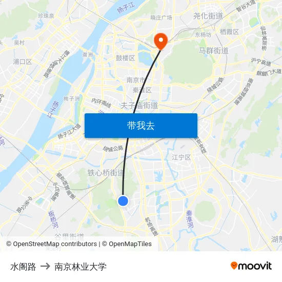 水阁路 to 南京林业大学 map