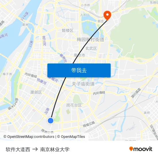 软件大道西 to 南京林业大学 map