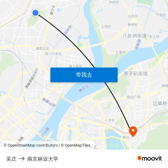 吴庄 to 南京林业大学 map