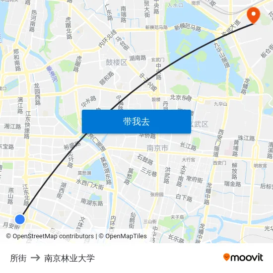 所街 to 南京林业大学 map