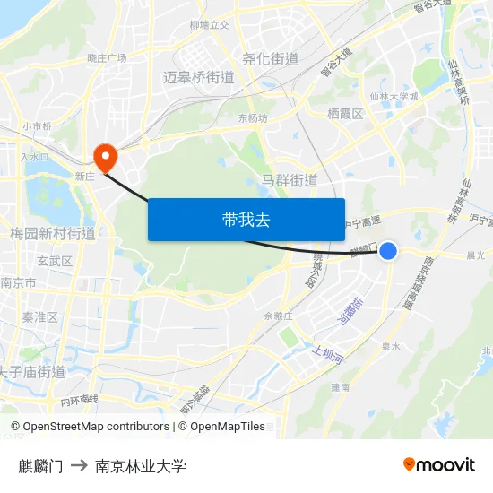 麒麟门 to 南京林业大学 map