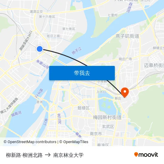 柳新路·柳洲北路 to 南京林业大学 map
