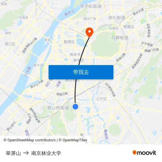 翠屏山 to 南京林业大学 map