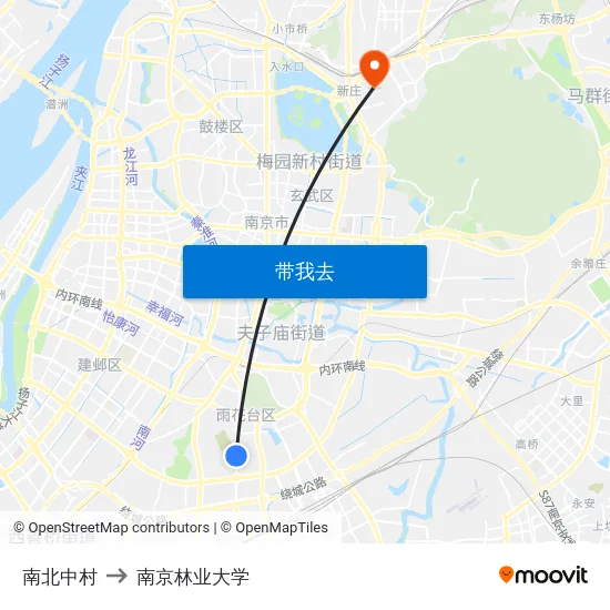 南北中村 to 南京林业大学 map