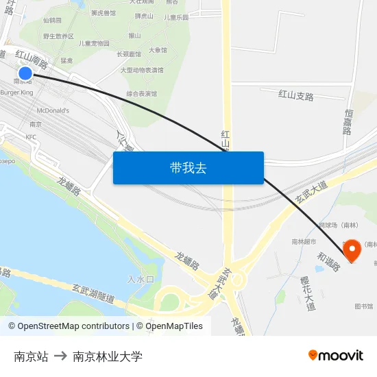 南京站 to 南京林业大学 map