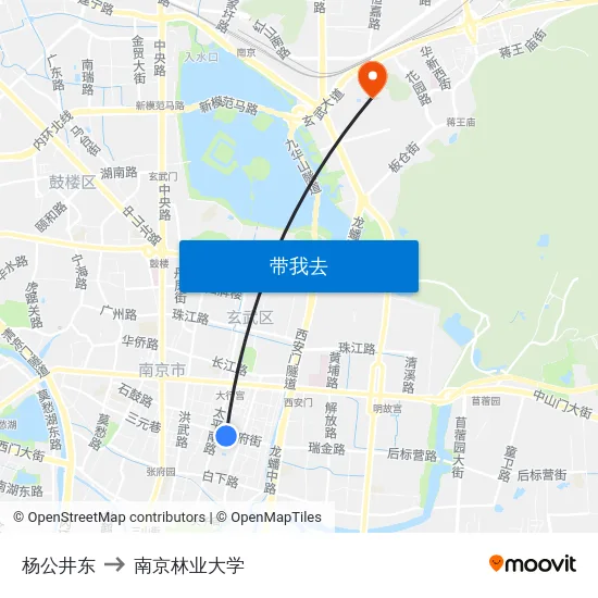 杨公井东 to 南京林业大学 map