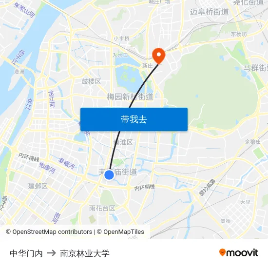 中华门内 to 南京林业大学 map