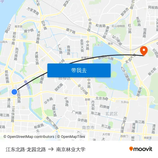 江东北路·龙园北路 to 南京林业大学 map
