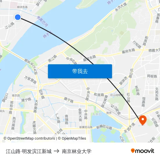 江山路·明发滨江新城 to 南京林业大学 map