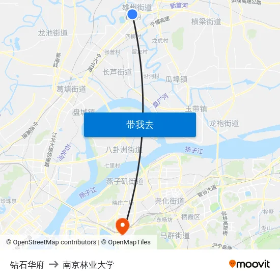 钻石华府 to 南京林业大学 map