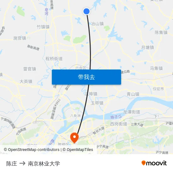 陈庄 to 南京林业大学 map