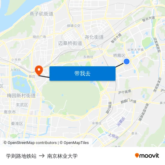 学则路地铁站 to 南京林业大学 map