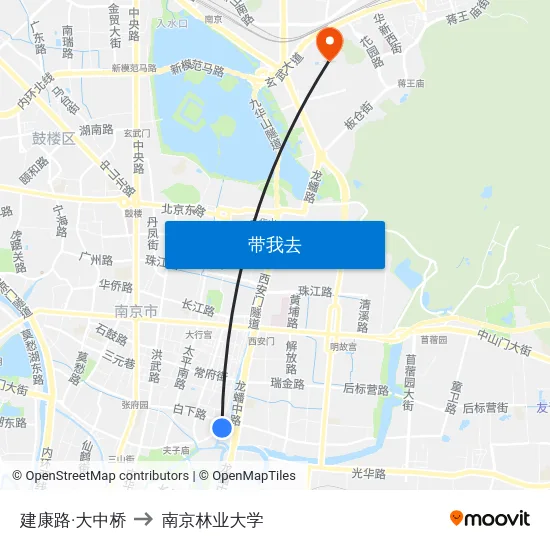 建康路·大中桥 to 南京林业大学 map