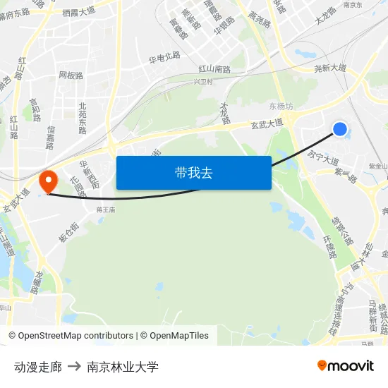 动漫走廊 to 南京林业大学 map