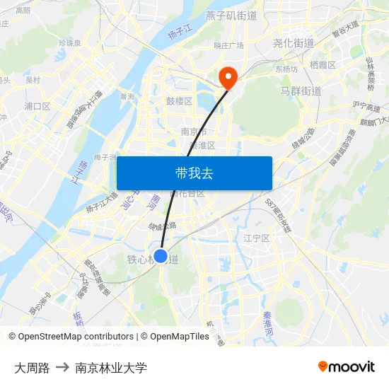 大周路 to 南京林业大学 map