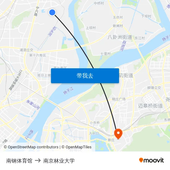 南钢体育馆 to 南京林业大学 map