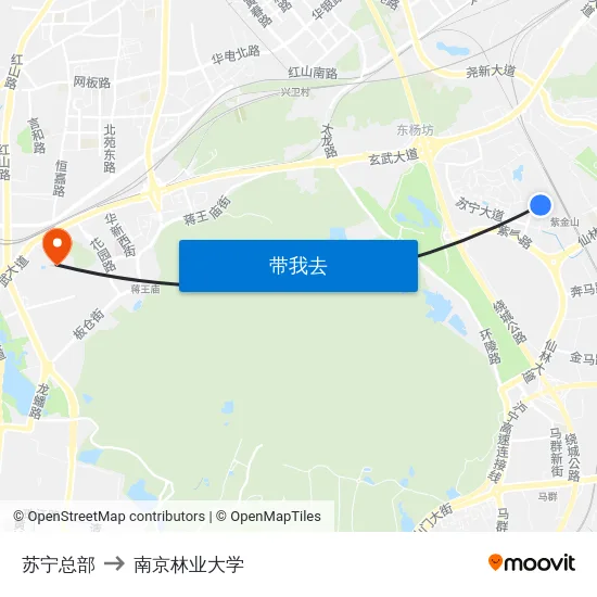 苏宁总部 to 南京林业大学 map