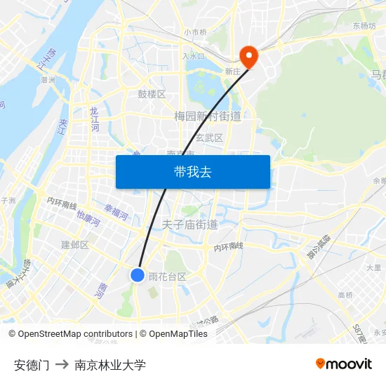 安德门 to 南京林业大学 map