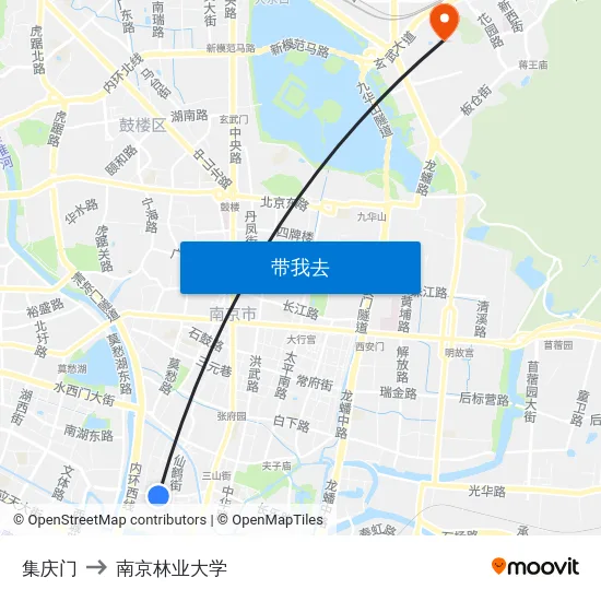 集庆门 to 南京林业大学 map