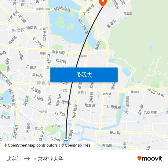 武定门 to 南京林业大学 map
