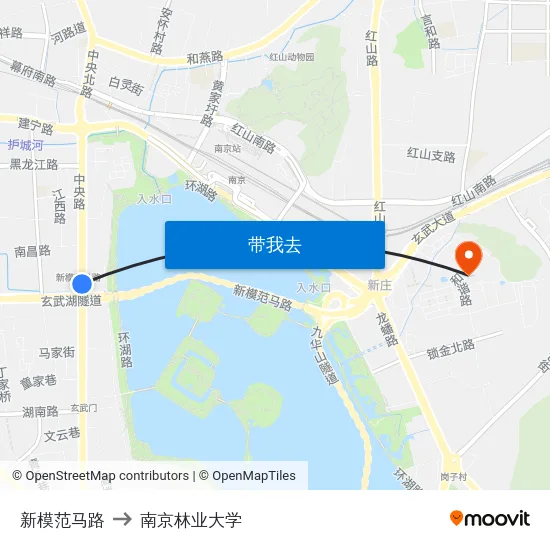 新模范马路 to 南京林业大学 map
