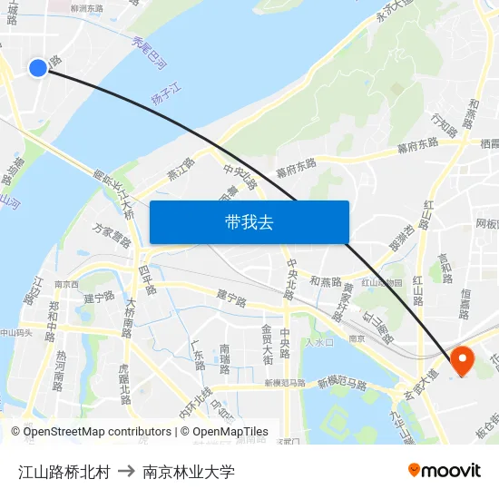 江山路桥北村 to 南京林业大学 map