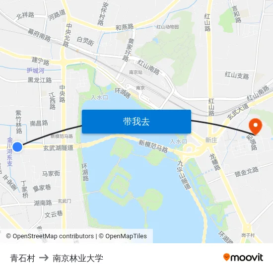 青石村 to 南京林业大学 map