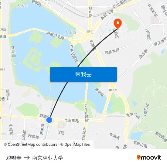 鸡鸣寺 to 南京林业大学 map