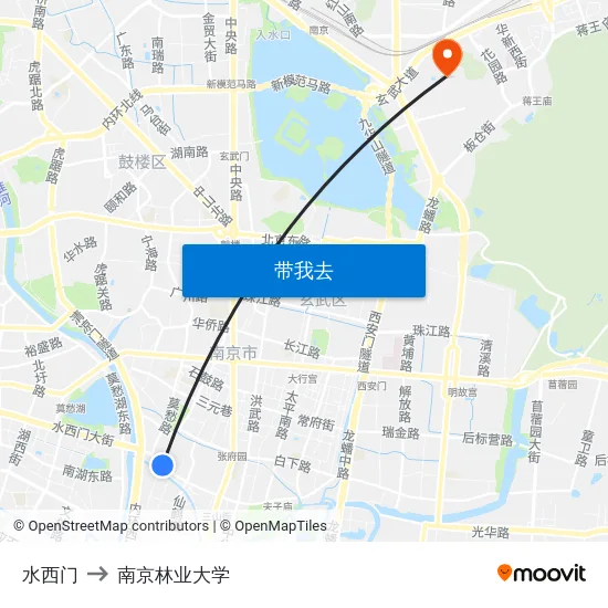 水西门 to 南京林业大学 map