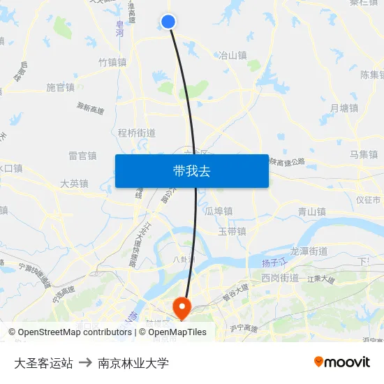大圣客运站 to 南京林业大学 map