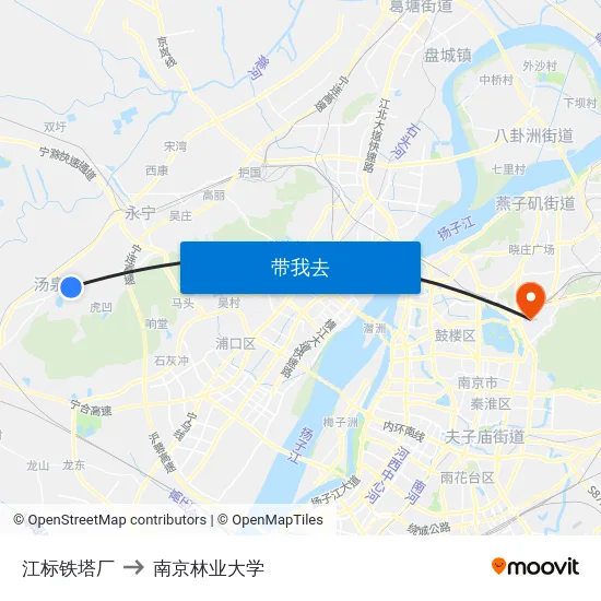 江标铁塔厂 to 南京林业大学 map