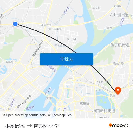 林场地铁站 to 南京林业大学 map