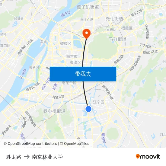 胜太路 to 南京林业大学 map