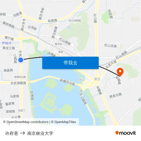 许府巷 to 南京林业大学 map