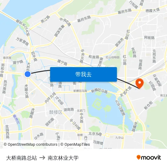 大桥南路总站 to 南京林业大学 map