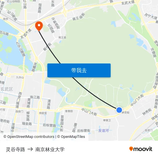 灵谷寺路 to 南京林业大学 map