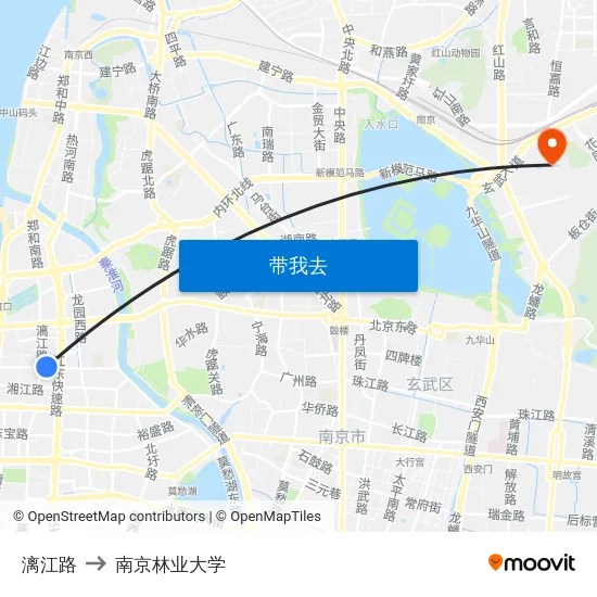漓江路 to 南京林业大学 map