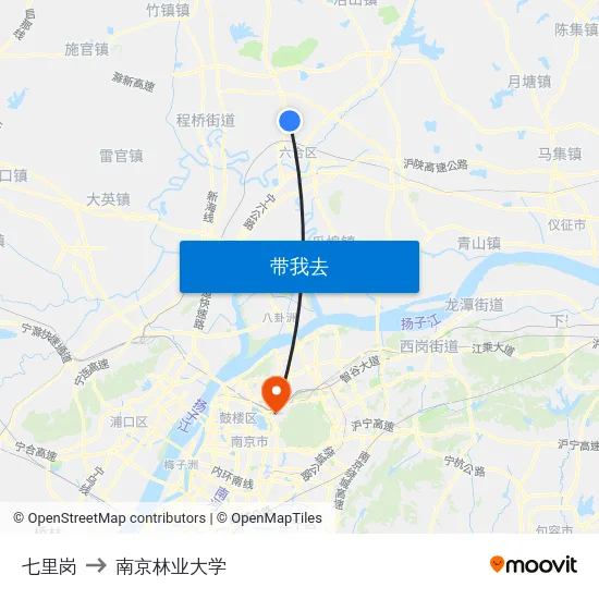 七里岗 to 南京林业大学 map