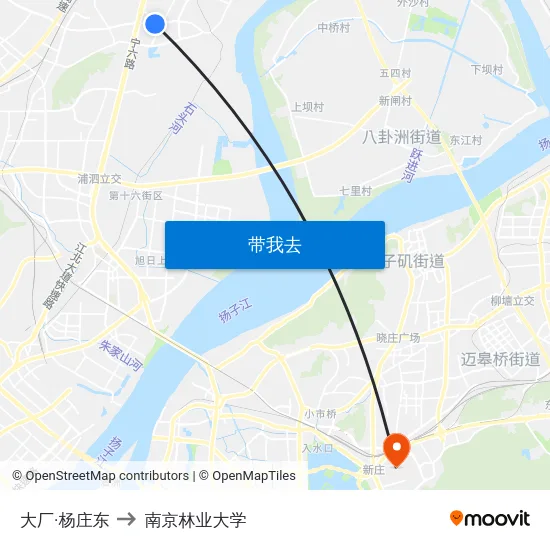 大厂·杨庄东 to 南京林业大学 map