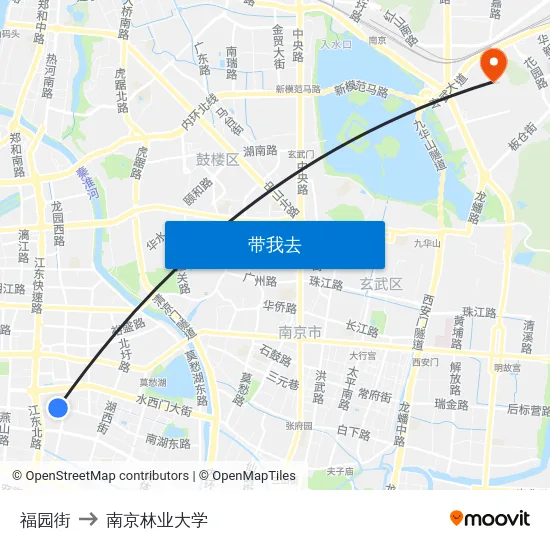 福园街 to 南京林业大学 map