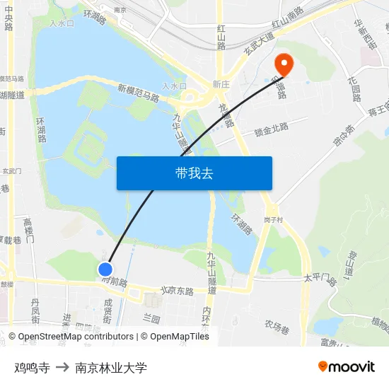 鸡鸣寺 to 南京林业大学 map