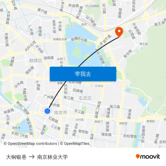 大锏银巷 to 南京林业大学 map