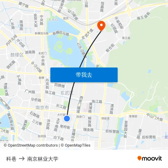 科巷 to 南京林业大学 map