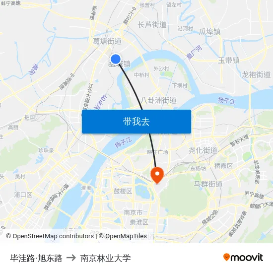 毕洼路·旭东路 to 南京林业大学 map