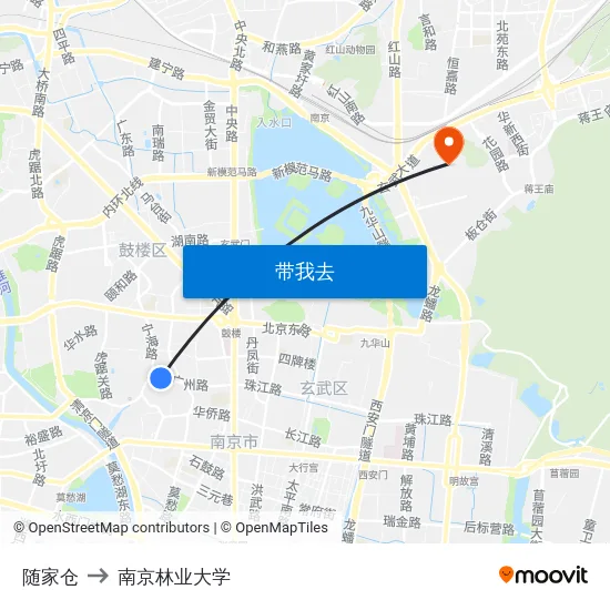 随家仓 to 南京林业大学 map