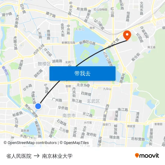 省人民医院 to 南京林业大学 map