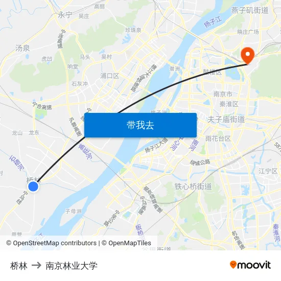 桥林 to 南京林业大学 map