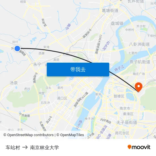 车站村 to 南京林业大学 map