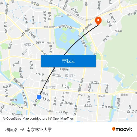 秣陵路 to 南京林业大学 map