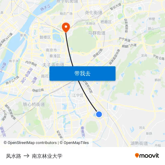 凤水路 to 南京林业大学 map